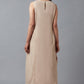 W for Woman Beige Embroidered Cowl Dress In Round Neck