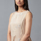 W for Woman Beige Embroidered Cowl Dress In Round Neck
