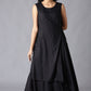 W for Woman Black Angrakha Maxi Dress In Round Neck
