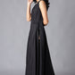 W for Woman Black Angrakha Maxi Dress In Round Neck