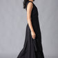 W for Woman Black Angrakha Maxi Dress In Round Neck