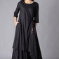 W for Woman Black Angrakha Maxi Dress In Round Neck