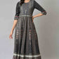 W for Woman Black Floral Printed Kalidar Dress