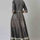 W for Woman Black Floral Printed Kalidar Dress