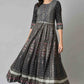 W for Woman Black Floral Printed Kalidar Dress