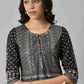 W for Woman Black Floral Printed Kalidar Dress
