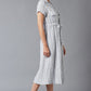 W for Woman Blue Stripe Print Lapel Collar Dress