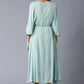 W for Woman Teal Flutter Sleeve Dress With Waist Belt
