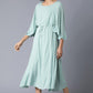 W for Woman Teal Flutter Sleeve Dress With Waist Belt
