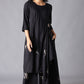 W for Woman Black Angrakha Jumpsuit in Round Neck