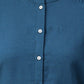 W for Woman Blue Solid Cotton Shirt Kurta in Mandarin Collar