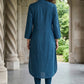 W for Woman Blue Solid Cotton Shirt Kurta in Mandarin Collar