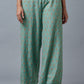 W for Woman Aqua Blue Floral Printed Parallel Pants