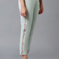 W for Woman Blue Cotton Flax Solid Slim Pants