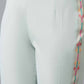 W for Woman Blue Cotton Flax Solid Slim Pants