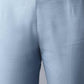W for Woman Blue Cotton Flax Solid Slim Pants