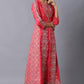 W for Woman Blue Glitter Printed A-Line kurta With Slim Pants
