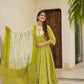Aayaa Designer Printed Muslin Suit - Parrot yellow