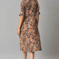 W for Woman Brown Floral Printed Vaccy Dress