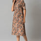 W for Woman Brown Floral Printed Vaccy Dress
