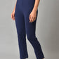 W for Woman Blue Knitted Women Straight Pants