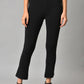 W for Woman Black Solid Knitted Flared Pants