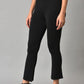 W for Woman Black Solid Knitted Flared Pants