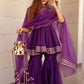 Pomcha Jaipur Masakali Purple Organza Sharara Set | Swadesiicart