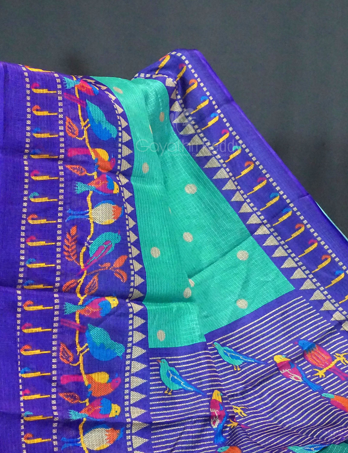 Sea Green Colour With All Over Buttes Semi Silk Kota Saree By Gayathri Reddy Designer Studio | Swadesiicart
