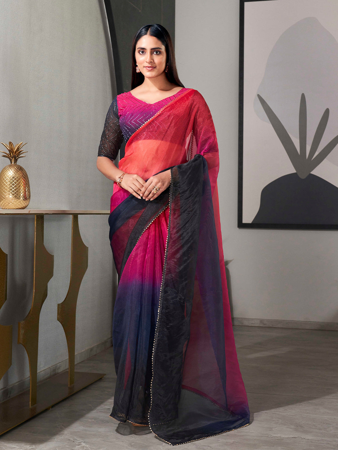 Tikhi Imli Organza Saree | Swadesiicart
