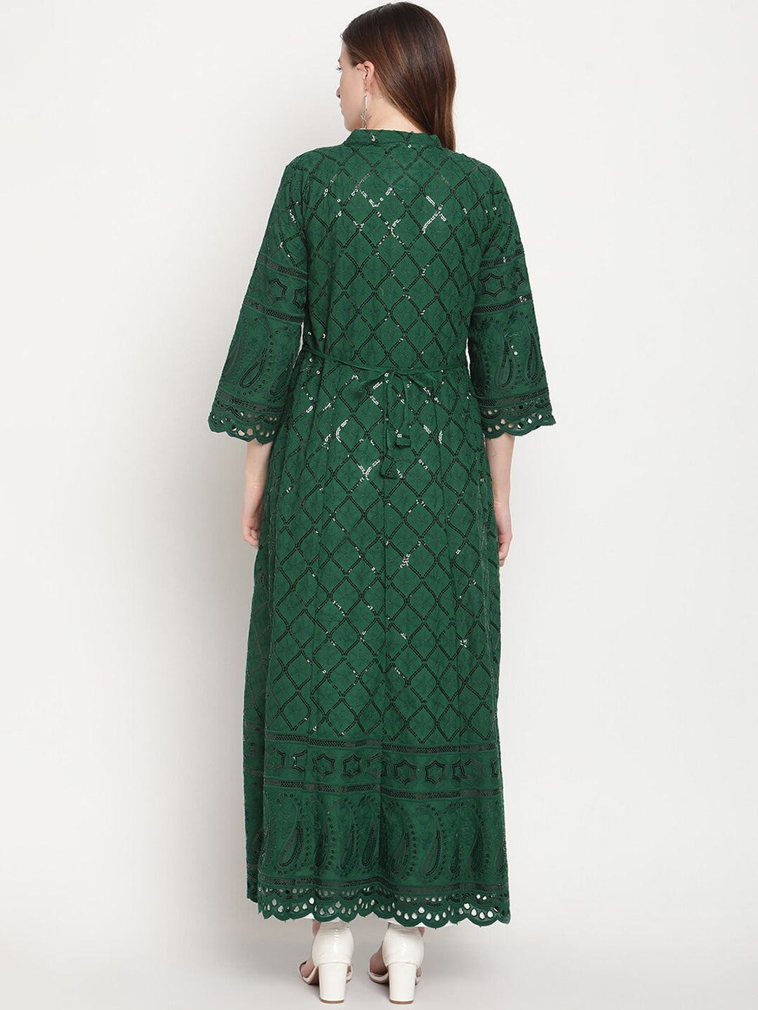 Kalini Ethnic Motifs Embroidered Chikankari Cotton Anarkali Kurta | Swadesiicart