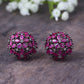Shoshaa Maroon & Gunmetal-Toned Circular Studs