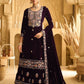 Anaita Dark Maroon Embroidered with Beads Velvet Stitched Plazo Suit