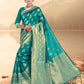 Vardha Turkish Blue Woven Banarasi Saree | Swadesiicart