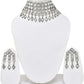Tehzeeb Creations Women's Silver Colour Oxidised Necklace Set With Mirror Design - Swadesiicart