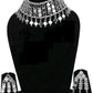 Tehzeeb Creations Women's Silver Colour Oxidised Necklace Set With Mirror Design - Swadesiicart