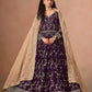Anaita Purple Faux Georgette Jacquard Embroidered Work Anarkali Suit