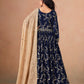 Anaita Navy Blue Faux Georgette Jacquard Embroidered Work Anarkali Suit