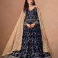 Anaita Navy Blue Faux Georgette Jacquard Embroidered Work Anarkali Suit