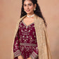 Anaita Red Faux Georgette Jacquard Embroidered Work Anarkali Suit