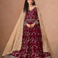 Anaita Red Faux Georgette Jacquard Embroidered Work Anarkali Suit