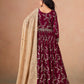 Anaita Red Faux Georgette Jacquard Embroidered Work Anarkali Suit