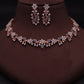 Tehzeeb Creations Rose Gold Pleated White Diamond With Blue Beads Necklace Set - Swadesiicart