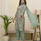 Vaasva Women Green Tissue Shimmer Kurta With Silk Pant & Dupatta | Swadesiicart