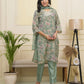 Vaasva Women Green Tissue Shimmer Kurta With Silk Pant & Dupatta | Swadesiicart
