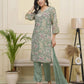 Vaasva Women Green Tissue Shimmer Kurta With Silk Pant & Dupatta | Swadesiicart
