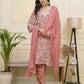 Vaasva Women Pink Tissue Shimmer Kurta With Silk Pant & Dupatta | Swadesiicart