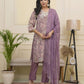 Vaasva Women Lavender Tissue Shimmer Kurta With Silk Pant & Dupatta | Swadesiicart