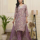 Vaasva Women Lavender Tissue Shimmer Kurta With Silk Pant & Dupatta | Swadesiicart