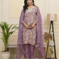 Vaasva Women Lavender Tissue Shimmer Kurta With Silk Pant & Dupatta | Swadesiicart
